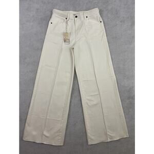 Johnny Was Jeans Womens 26 White
 Braided Waist Wide Leg Stretch Denim MSRP $278